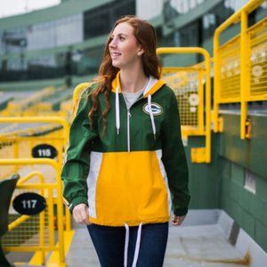 Packers Women's Color-Blocked 1/4 Zip Windbreaker NWT